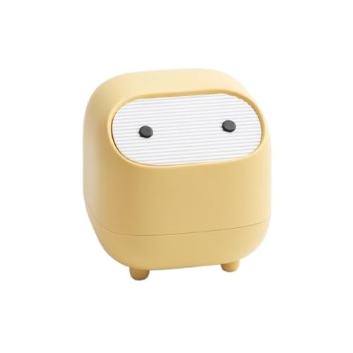 CHENGAIJIAN kleiner Mülleimer Mini-Tisch-Mülleimer mit Deckel, Büro-Abfalleimer mit Druckverschluss for den Schreibtisch(Yellow) von CHENGAIJIAN