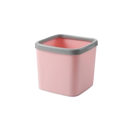 CHENGAIJIAN kleiner Mülleimer Quadratischer Mini-Mülleimer for den Schreibtisch mit Druckring for Büro und Zuhause(Pink,S) von CHENGAIJIAN