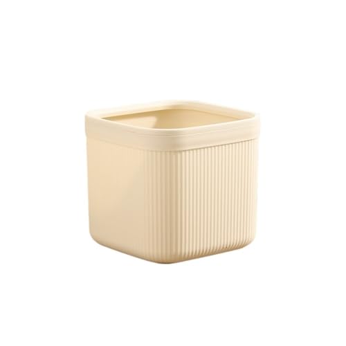 CHENGAIJIAN kleiner Mülleimer Quadratischer Schreibtisch-Papierkorb – Kleiner Büro-Papierkorb, Cream Breeze(L) von CHENGAIJIAN