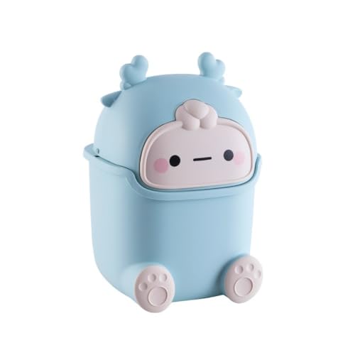 CHENGAIJIAN kleiner Mülleimer Schreibtisch-Mülleimer mit Schwingdeckel – Kleiner Papierkorb for Büro und Wohnzimmer(Blue) von CHENGAIJIAN