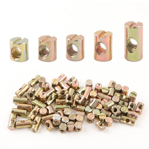 100 Stück Quermutterbolzen M6 Zylindermutter Barrel Muttern aus Kohlenstoffstahl Schlitz Zylindermuttern 11mm 12mm 13mm 15mm 20mm Quermutter Muttern für Möbel Betten Stühle Kinderbetten von CHENGCKJ