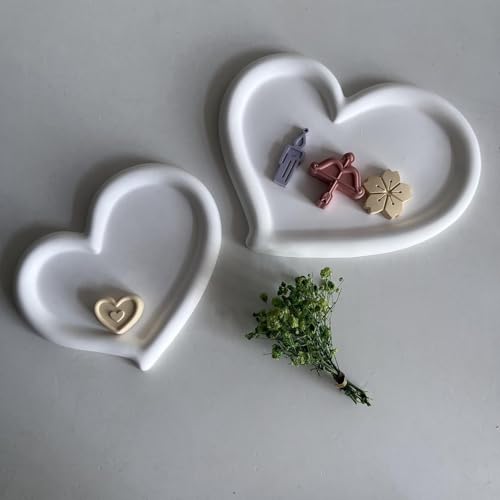 2 Stück Silikonformen Herz Tablett mit Rillen Herzform Silikonform Teller Silicone Molds Tray DIY Untersetzer Gießform Herz Formen für Herstellung von Obst Tee Tablett Schmuck Teller Handwerk von CHENGCKJ