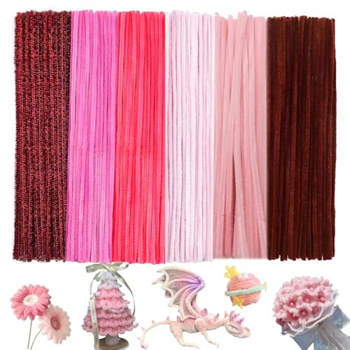 300 Stk Pfeifenputzer Bunt zum Basteln 6 Verschiedene Grün Pfeifenreiniger Biegeplüsch Basteldraht 30cm Chenilledraht Pfeiffendraht Pipe Cleaner für Kreative DIY Projekte und Basteldeko von CHENGCKJ