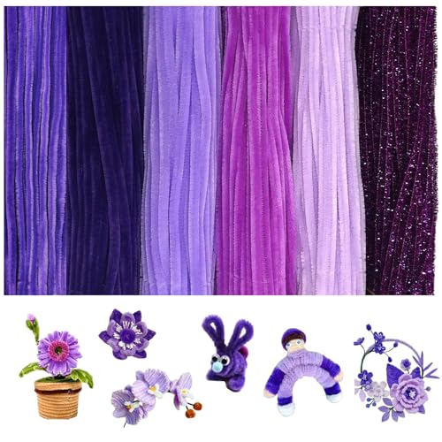 300 Stk Pfeifenputzer Bunt zum Basteln 6 Verschiedene lila Pfeifenreiniger Biegeplüsch Basteldraht 30cm Chenilledraht Pfeiffendraht Pipe Cleaner für Kreative DIY Projekte und Basteldeko von CHENGCKJ