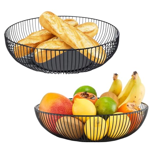 CHENGCKJ 2 Stück Obstschale Metall 27.5x9 cm Obstkorb Schwarz Matt Obstschale Design Durchbrochener Dekorativer Obstkorb Aufbewahrung Drahtkorb Modern Geschenkkorb für Gemüse Obst Brot CHENGCKJ 2 Stück Obstschale Metall 27.5x9 cm Obstkorb Schwarz Matt Obstschale Design Durchbrochener Dekorativer Obstkorb Aufbewahrung Drahtkorb Modern Geschenkkorb für Gemüse Obst Brot von CHENGCKJ