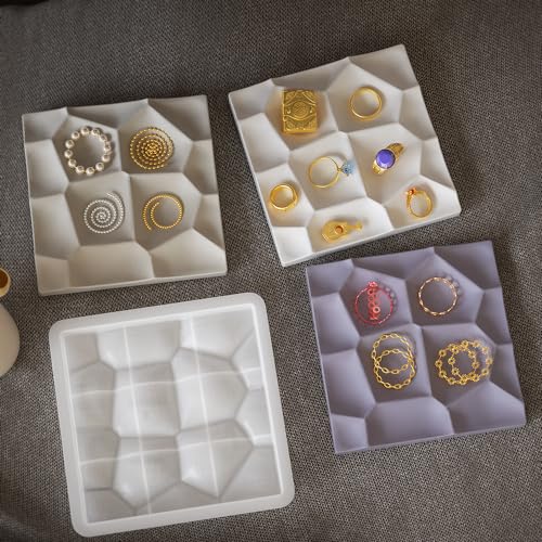 Silikonform Tablett 14 cm DIY Untersetzer Gießformen Wandpaneele Silikon Gießform 3D Wellige Textur Quadrat Teller Silikonform Silicone Molds Tray für Untersetzer Kerzenhalter Heimdekoration von CHENGCKJ