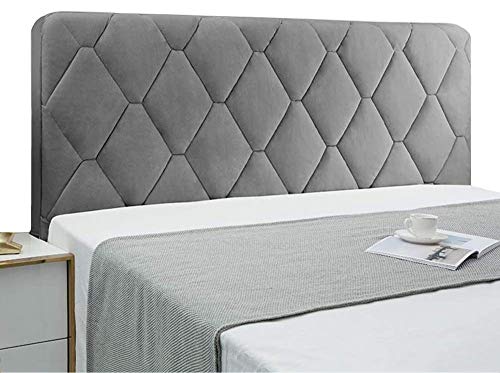 CHENGH Einfarbige Kopfteilabdeckung Bettkopfteil-Schonbezugschutz Mit Stretch-Seite Und Tasche Staubdichte Baumwollabdeckung Für Twin Full Queen King-Kopfteil,Grey-140cm(55inch) von CHENGH