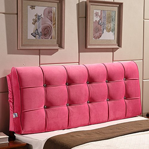 CHENGH Kopfteil Bett Rückenlehne Samt Kissen Rückenkissen Sofa Bett Keilkissen Rückenkissen Gepolstert Rückenlehnenkissen Waschbar Weich Lendenpolster,Pink-120 * 58 * 12cm von CHENGH