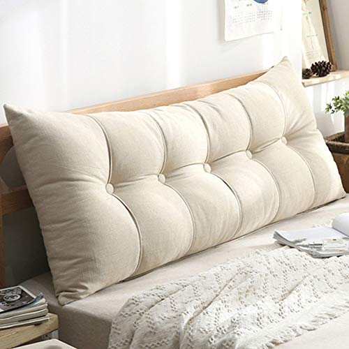 CHENGH Lesekissen Rückenkissen Kopfteil Baumwolle Und Leinen Kissen Tatami Große Rückenlehne Sofa Bett Kopfkissen Lendenwirbelstütze Abnehmbar Und Waschbar,Beige-180x20x60cm von CHENGH