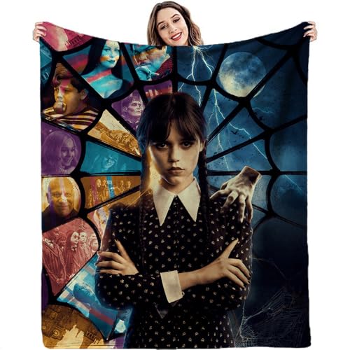 CHENGHUO Addams Family Kuscheldecke Flauschig,Wednes Decke Fleecedecke Wohndecken Couchdecke Flauschig,TV- Überwurf Tagesdecke Sofadecke Blanket (C,135x200) von CHENGHUO
