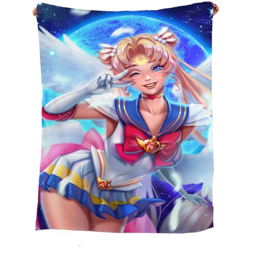 CHENGHUO Bett Decken,Sailor Moon Cartoon Fleecedecken Kinder,Kuscheldecke,Bettcouch Und Sofa Fleece Couchdecke Flauschige Sofadecke,Deko Für Zimmer (A,150x200) von CHENGHUO