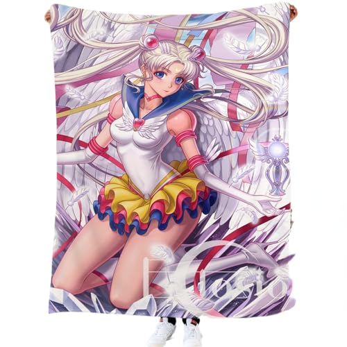 CHENGHUO Bett Decken,Sailor Moon Cartoon Fleecedecken Kinder,Kuscheldecke,Bettcouch Und Sofa Fleece Couchdecke Flauschige Sofadecke,Deko Für Zimmer (B,135x200) von CHENGHUO