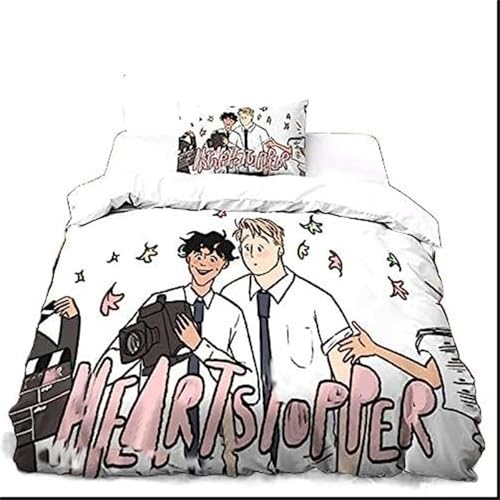CHENGHUO Bettwäsche 135 x 200 cm heartstopper Merch Bettbezug 2-teilig,Bettwäsche-Set Kissenbezug Reißverschluss,Loveless Geschenke für Frauen (A,135x200cm+75x50cmx1) von CHENGHUO