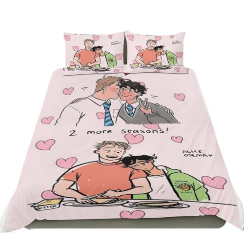 CHENGHUO Bettwäsche 135 x 200 cm heartstopper Merch Bettbezug 2-teilig,Bettwäsche-Set Kissenbezug Reißverschluss,Loveless Geschenke für Frauen (B,135x200cm+80x80cmx1) von CHENGHUO