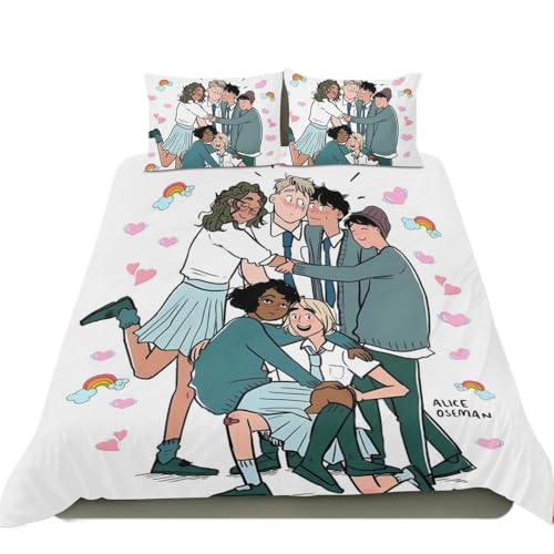 CHENGHUO Bettwäsche 135 x 200 cm heartstopper Merch Bettbezug 2-teilig,Bettwäsche-Set Kissenbezug Reißverschluss,Loveless Geschenke für Frauen (C,135x200cm+75x50cmx1) von CHENGHUO