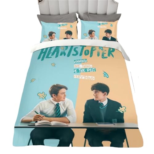 CHENGHUO Bettwäsche 135 x 200 cm heartstopper Merch Bettbezug 2-teilig,Bettwäsche-Set Kissenbezug Reißverschluss,Loveless Geschenke für Frauen (D,135x200cm+75x50cmx1) von CHENGHUO