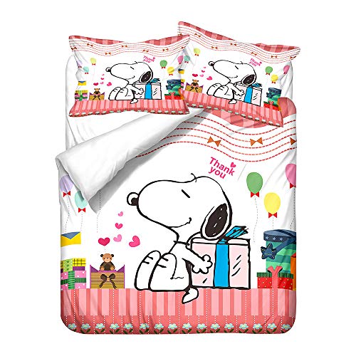 CHENGHUO Bettwäsche-Set S/oopy, Kopfkissenbezug 80 X 80 cm,Mädchen Baby Bettbezug 135 X 200,Bettwaren-Sets Für Kinder Kinderbettwäsche,Kissenbezug (B,135x200cm+80x80cmx1) von CHENGHUO