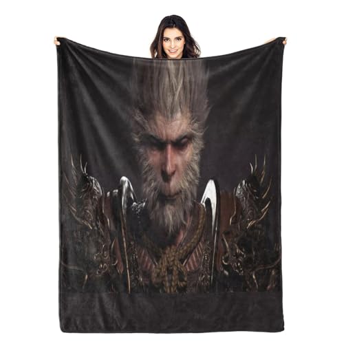 CHENGHUO Black Myth Wukong Fleecedecke,Flauschige Kuscheldecken,Wohndecke Überwurfdecke,Flauschig Kuscheldecke Sofadecke,personalisierte Geschenke (D,100x135) von CHENGHUO