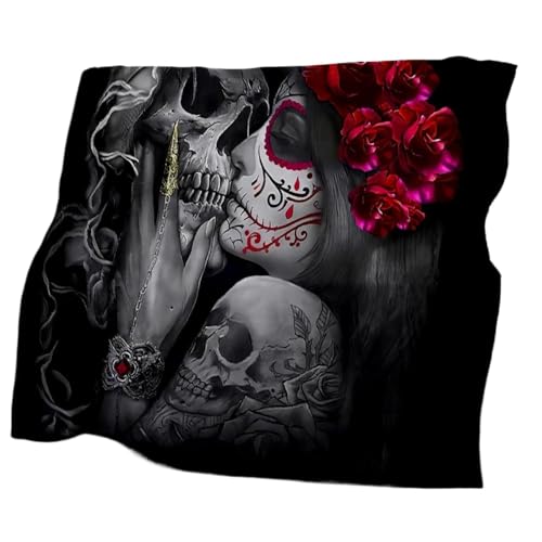 CHENGHUO Flanell Decke Sofadecke,Schwarzem Totenkopf Kuscheldecke, Sofadecke/Couchdecke Winterdecke,Kinderdecken Flauschig Fleecedecke (A,135x200) von CHENGHUO
