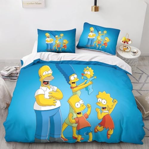 CHENGHUO Sisons Family Bettbezug-Set,Bettwäsche 135x200 2teilig Bettbezug - Bettwäsche-Sets 135 X 200 cm +Kissenbezüge 80x80cm,Anime Deko Für Zimmer (B,155x220cm+80x80cmx1) von CHENGHUO