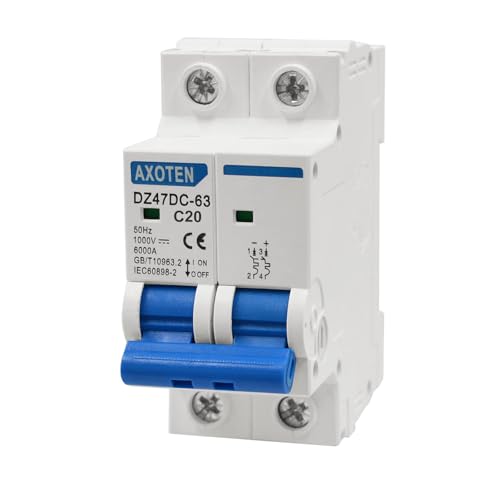 CHENGPI DC Trennschalter,2P DC Miniatur-Leistungsschutzschalter DC1000V 20A,Photovoltaik-Leistungsschalter für PV Anlage,PV Trennschalter Können auf 35mm DIN-Schienenmontage von CHENGPI