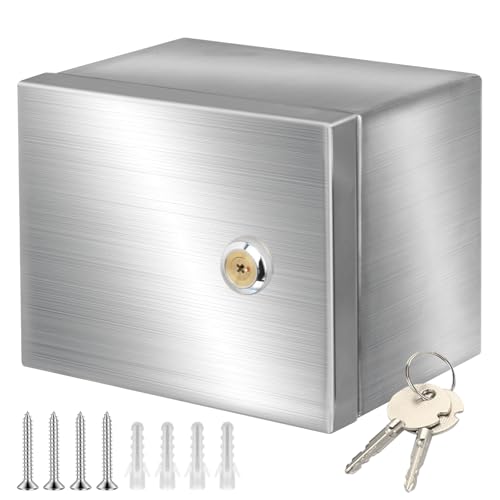 CHENGPI Edelstahl 304 Schaltschrank Verteilerkästen mit 1 * 2P Leckschalter 32A und 2 * Europäische Steckdose 250V/16A,Wandmontiert Gehäuse für den Außen-/Innenbereich mit Schloss von CHENGPI