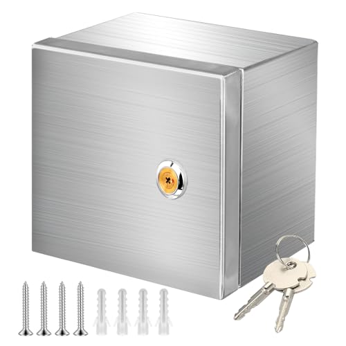 CHENGPI Edelstahl 304 Schaltschrank Verteilerkästen mit 1 * 2P Leckschalter 32A und Europäische Steckdose 250V/16A,Wandmontiert Gehäuse für den Außen-/Innenbereich mit Schloss von CHENGPI