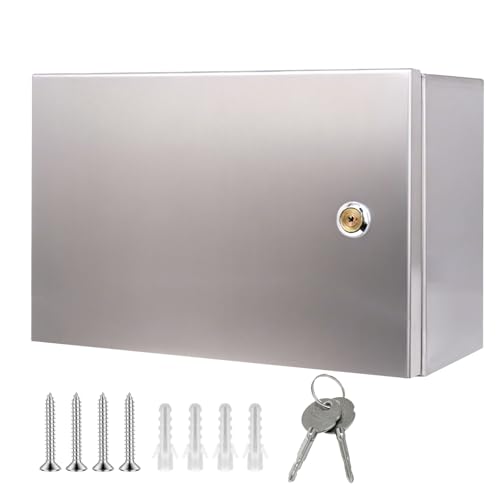 CHENGPI Edelstahl 304 Wasserdichter Schaltschrank Innen/Anschlusskasten Rostfreier Technikkasten mit Schloss,Verteilerkasten Außen Wasserdicht 300 * 200 * 140MM von CHENGPI