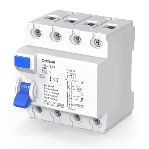CHENGPI FI Schalter,fi Schutzschalter Typ B 40A 300mA /4-Pol/Fehlerstromschutzschalter Allstromsensitiver Schutzschalter von CHENGPI