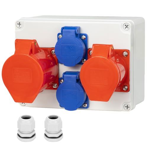 CHENGPI Steckdose Aufputz Wandverteiler Starkstrom Verteiler mit IP54 Schuko Steckdosen und 16A/32A CEE-Steckdose,IP67 Baustromverteiler Steckdosenverteiler -Ramped Socket Box,Gebäude Stromverteiler CHENGPI Steckdose Aufputz Wandverteiler Starkstrom Verteiler mit IP54 Schuko Steckdosen und 16A/32A CEE-Steckdose,IP67 Baustromverteiler Steckdosenverteiler -Ramped Socket Box,Gebäude Stromverteiler von CHENGPI
