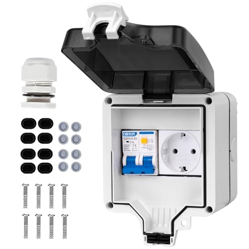 CHENGPI Verteilerkasten Aufputz,Kleinverteiler Aufputz Complete with Leckschutz 16A and Socket,Surface-Mounted Distribution Box wasserdichte IP66|4 Modules CHENGPI Verteilerkasten Aufputz,Kleinverteiler Aufputz Complete with Leckschutz 16A and Socket,Surface-Mounted Distribution Box wasserdichte IP66|4 Modules von CHENGPI