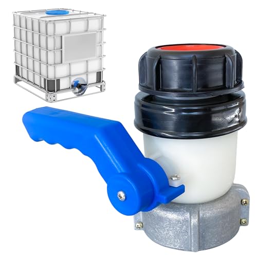 Chengshi IBC-Adapter-Kugelhahn DN50 75 mm IT auf S60 x 6, IBC-Tank-Zubehör-Adapter-Auslass-Steuerventil für IBC-Container-Wassertank (DN50 (75 mm)) von CHENGSHI