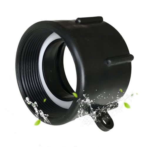 Chengshi Wassertank Zubehör DN50 2 Zoll S60X6 60mm Grobes Gewinde Innengewinde Umgewandelt in DN50 2 Zoll BSP IBC Adapter Außengewinde IBC Verbinder Für Regenwassertank Kunststoff Schwarz, 1000 Liter von CHENGSHI