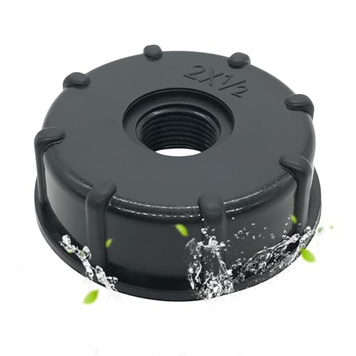 Chengshi Wassertank Zubehör DN50 2 Zoll S60X6 60mm Grobes Gewinde Zu Reduzierung IBC Adapter 1/2 zoll BSP Innengewinde IBC Verbinder Für Regenwassertank Kunststoff Schwarz, 1000 Liter von CHENGSHI