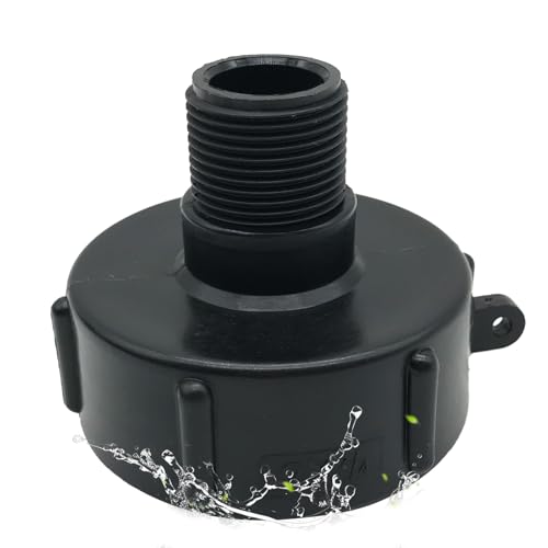 Chengshi Wassertank Zubehör DN50 2 Zoll S60X6 60mm Grobes Gewinde Zu Reduzierung IBC Adapter 3/4 Zoll BSP Außengewinde IBC Verbinder Für Regenwassertank Kunststoff Schwarz, 1000 Liter von CHENGSHI
