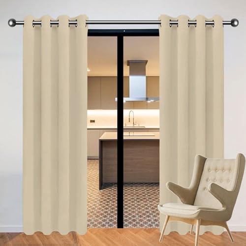 CHENGTT Gardinen mit Kräuselband Blickdicht Vorhänge 206 x 182 cm Wärmeisolierend Kälteschutz Sonnenschutz Verdunkelung Gardinen Wohnzimmer mit Ösen, Waschbar für Wohnzimmer, Creme Farben CHENGTT Gardinen mit Kräuselband Blickdicht Vorhänge 206 x 182 cm Wärmeisolierend Kälteschutz Sonnenschutz Verdunkelung Gardinen Wohnzimmer mit Ösen, Waschbar für Wohnzimmer, Creme Farben von CHENGTT