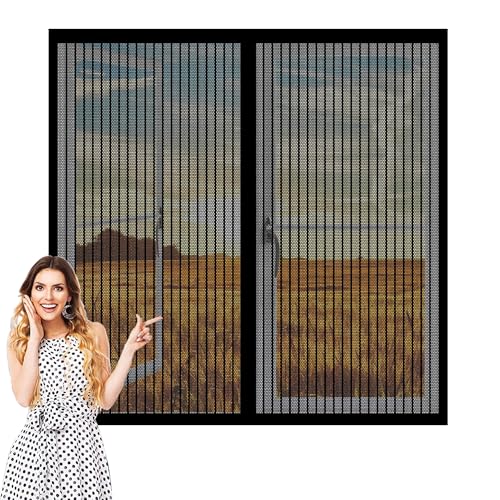 Magnet Fliegengitter Fenster 120 x 68 cm Insektenschutz Fensternetz Ohne Bohren Fliegenschutz für Alle Arten von Fenstern, Schwarz von CHENGTT