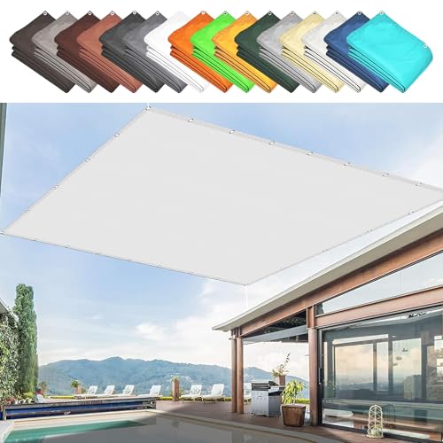 Schattiernetz mit Ösen 1.3 x 1.6 m Sichtschutz Sonnenschutz Windschutz 98% UV Segel Baldachin mit Ösen Segeltuch 4 × 1.5 M Seile für Terrasse Balkon, Weiß von CHENGTT