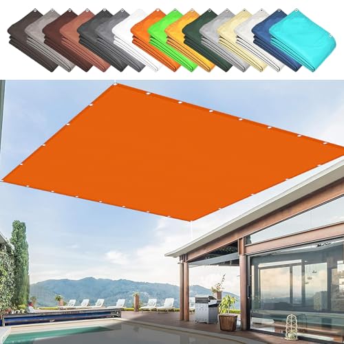 Sichtschutz mit Ösen 1.3 x 5 m PES Polyester Imprägniert Uv-Schut Sonnensegel Rechteckig Quadratisch Vielen Größen mit Spannseilen für Garten Balkon, Orange von CHENGTT