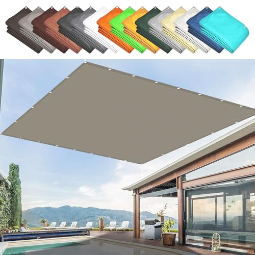 Sichtschutz mit Ösen 2.2 x 3.6 m Premium PES Polyester Wasserabweisend Imprägniert Rechteck Wasserdicht Sonnensegel Vielen Größen mit Spannseilen für Balkon Garten, Taupe von CHENGTT