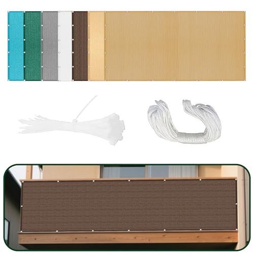 Sonnensegel 100 x 510 cm Rechteckig Atmungsaktiv Sonnenschutz Windschutz Segel Baldachin Vielen Größen mit Spannseilen für Außenbereich Garten, braun von CHENGTT