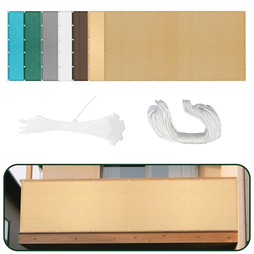 Sonnensegel 130 x 500 cm Rechteckig Atmungsaktiv Sonnenschutz Windschutz Segel Baldachin Vielen Größen mit Spannseilen für Außenbereich Garten, Creme Farben von CHENGTT
