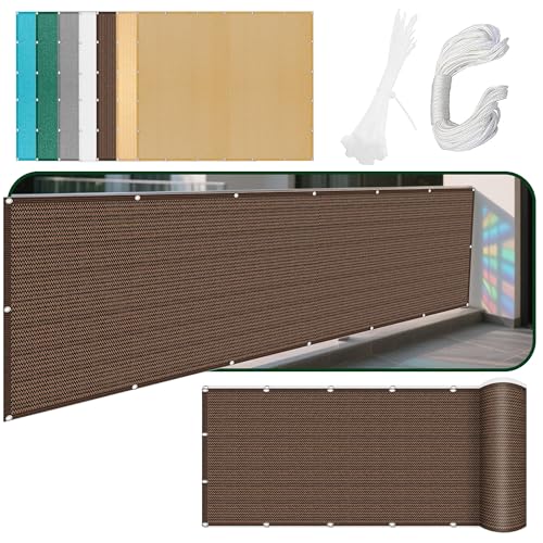 Sonnensegel Atmungsaktiv 396 x 419 cm Rechteckig Atmungsaktiv Sonnenschutz Windschutz Rechtwinklig Markise mit Spannseilen mit Ösen für Patio Hinterhof Rasengarten, braun von CHENGTT