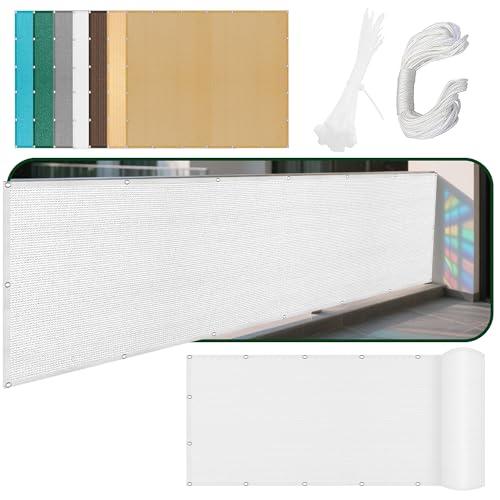 Sonnensegel Atmungsaktiv 399 x 406 cm Rechteckig Atmungsaktiv Sonnenschutz Windschutz Rechtwinklig Markise mit Spannseilen mit Ösen für Patio Hinterhof Rasengarten, Weiß von CHENGTT