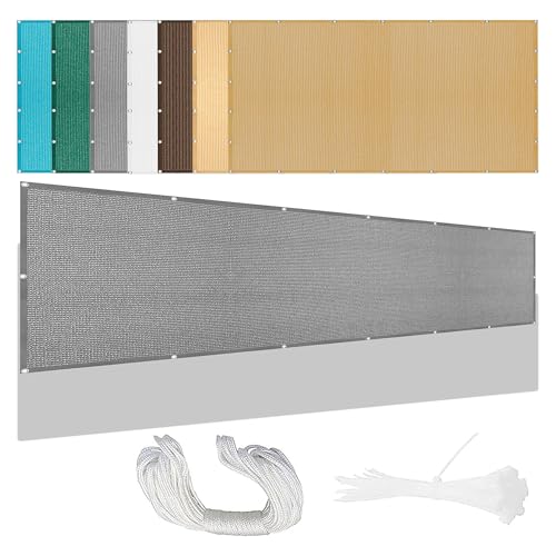 Sonnensegel Atmungsaktiv 402 x 434 cm Rechteckig Atmungsaktiv Sonnenschutz Windschutz Rechtwinklig Markise mit Spannseilen mit Ösen für Patio Hinterhof Rasengarten, Hellgrau von CHENGTT
