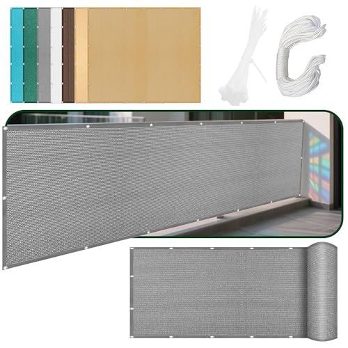 Sonnensegel Atmungsaktiv 403 x 409 cm Rechteckig Atmungsaktiv Sonnenschutz Windschutz Rechtwinklig Markise mit Spannseilen mit Ösen für Patio Hinterhof Rasengarten, Hellgrau von CHENGTT