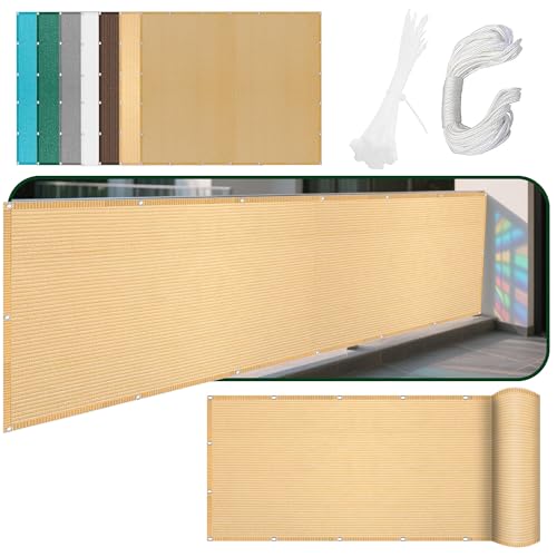 Sonnensegel Atmungsaktiv 405 x 407 cm Rechteckig Atmungsaktiv Sonnenschutz Windschutz Rechtwinklig Markise mit Spannseilen mit Ösen für Patio Hinterhof Rasengarten, Creme Farben von CHENGTT