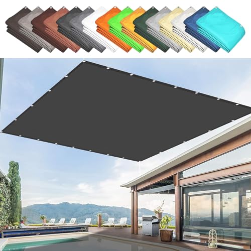 Sonnensegel Balkon Rechteckig 2.4 x 2.8 m Wasserabweisend Sonnenschutz Windschutz mit 98% Uv Schutz Sichtschutz Tarp Vielen Größen mit Spannseilen für Balkon Garten, Dunkelgrau von CHENGTT