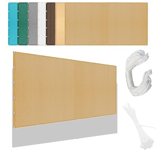 Sonnensegel Rechteckig Atmungsaktiv 560 x 680 cm Rechteckig Atmungsaktiv Sonnenschutz Windschutz Balkonbespannung Reißfest Vielen Größen mit Spannseilen für Garten Camping, Sandgelb von CHENGTT