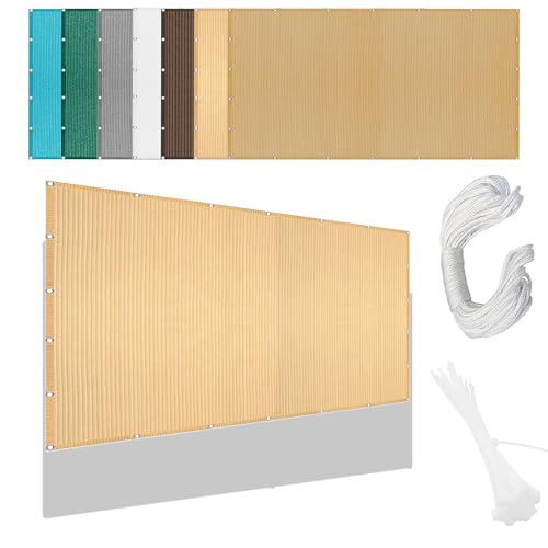 Sonnensegel Rechteckig Atmungsaktiv 590 x 620 cm Rechteckig Atmungsaktiv Sonnenschutz Windschutz Balkonbespannung Reißfest Vielen Größen mit Spannseilen für Garten Camping, Creme Farben von CHENGTT